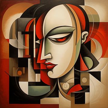 Face Rouge Cubisme sur TheXclusive Art