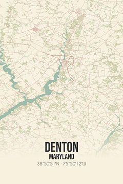 Vintage landkaart van Denton (Maryland), USA. van Rezona