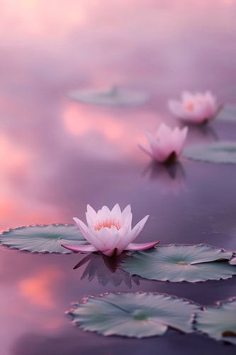 Waterlelies in zacht licht