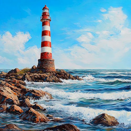 Vuurtoren aan een stormachtige kust