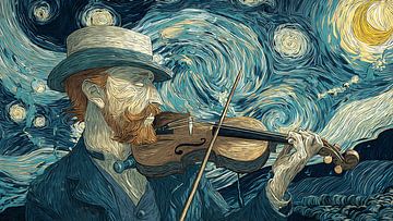 Mélodie au violon sous la nuit étoilée sur Aden Pink Studio