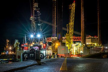 Seafox 4 at the quay at night by Jan Georg Meijer