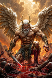Dark Fantasy Art Wandbild: THERAVION - Der Erzengel als Schlächter des Himmels