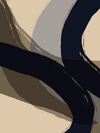 Formes et lignes abstraites en blanc, taupe, noir et gris. sur Dina Dankers
