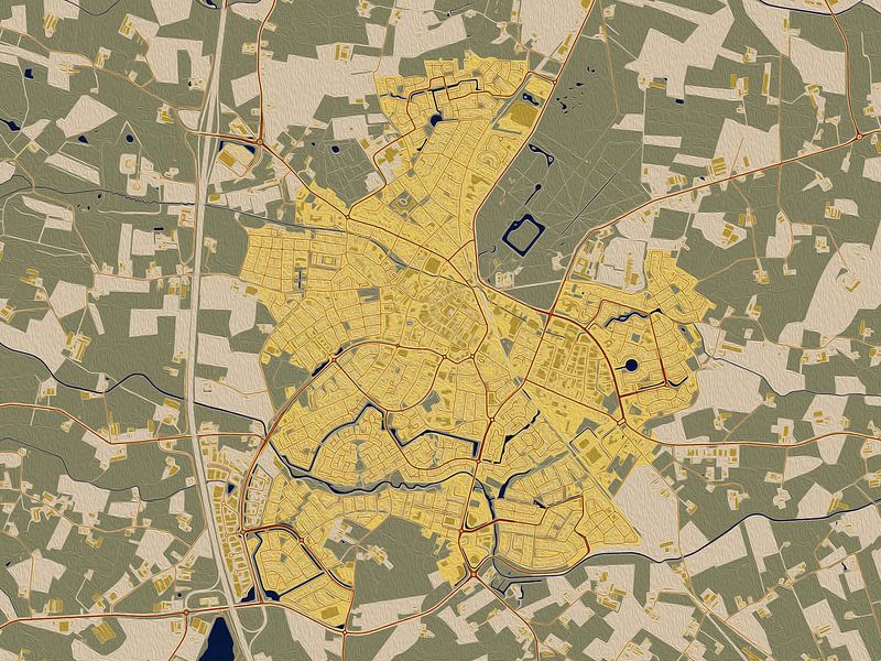 Karte von Assen im Stil von Gustav Klimt von Maporia