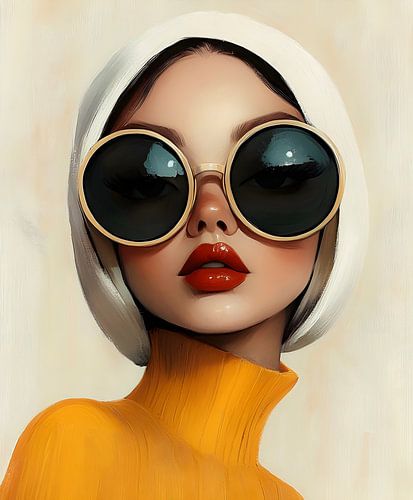 Frau mit Sonnenbrille und glamourösem Look