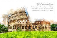 Coloseum, Aquarel, Rome van Theodor Decker thumbnail