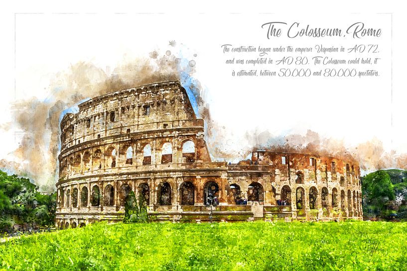 Coloseum, Aquarelle, Rome par Theodor Decker