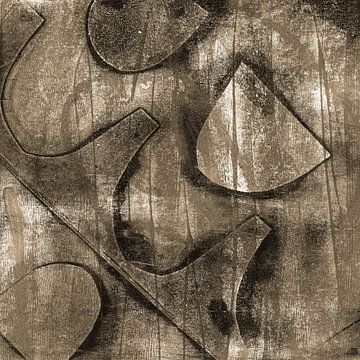 Moderne abstracte kunst. Vormen in donkerbruin. van Dina Dankers