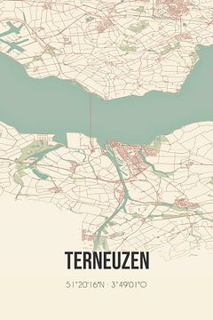Vintage landkaart van Terneuzen (Zeeland) van MijnStadsPoster