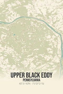 Vintage landkaart van Upper Black Eddy (Pennsylvania), USA. van Rezona