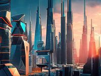 Futuristisch kleurrijk stadsgezicht - 21