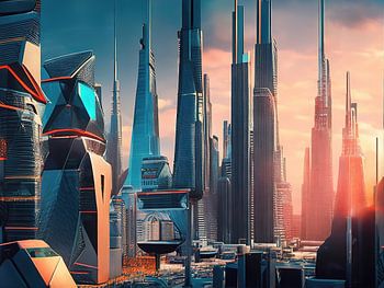 Futuristisch kleurrijk stadsgezicht - 21