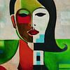 La femme en abstraction colorée sur Jan Keteleer