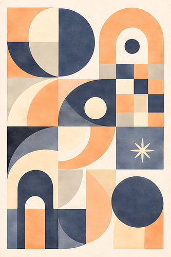 Retro Blauw en Perzik