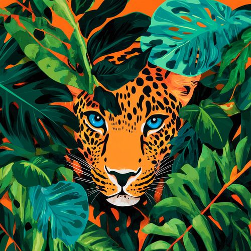 Jaguar verborgen in de jungle