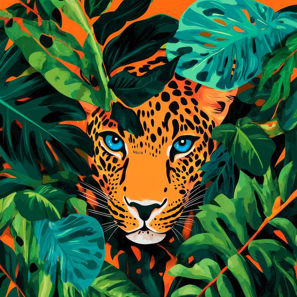 Jaguar verborgen in de jungle van Poster Art Shop