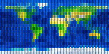 Wereldkaart in glas en lood