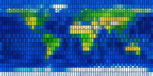 Wereldkaart in glas en lood