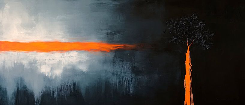 Abstrakte Baumlandschaft in Dunkelheit von Poster Art Shop