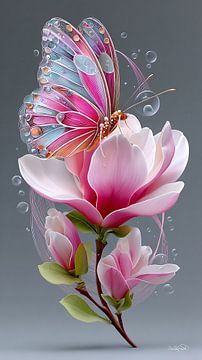 vlinder op bloem van Gelissen Artworks