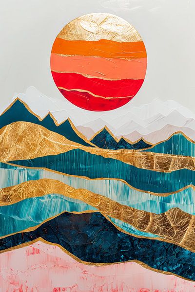 Golden Horizons - Abstract Landscape by Poster Art Shop