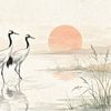 Grues de style oriental - Art Japandi sur Digital Picture Art