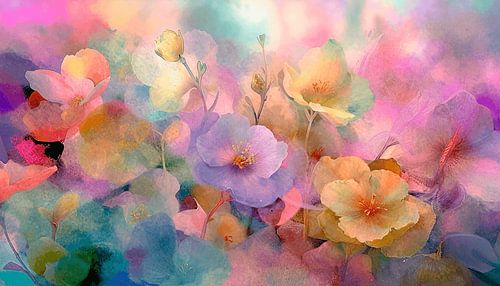 Dreamy Abstract Flowers in Soft Pastel Colours