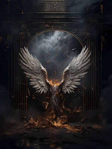 Des ailes d'ange grandeur nature pour un mur sombre