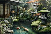 Serene Japanse tuin met koi vissen