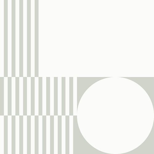 Moderne abstracte geometrische kunst in saliegroen en gebroken wit nr. 3