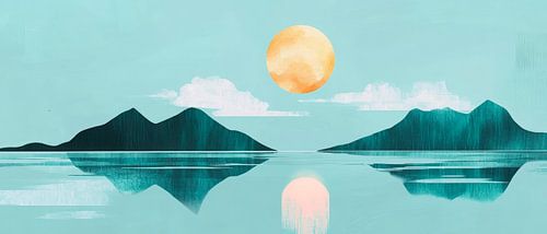 Zacht landschap met reflecterend water