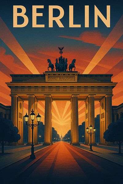 Berlin Vintage Travel Poster - Art Deco Wall Art Print par Travel Shop
