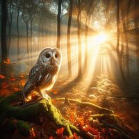 Barn owl in the forest