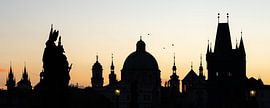 Panoramaversion des Sonnenaufgangs in Prag von Anges van der Logt