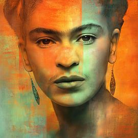 Frida in Feuer und Grün von PixelMint.