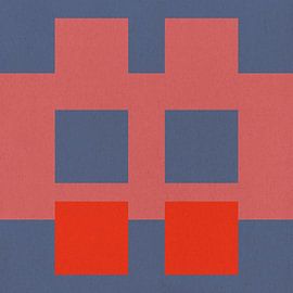 Abstrakte geometrische minimalistische Kunst in blau, rosa und neon orange von Dina Dankers