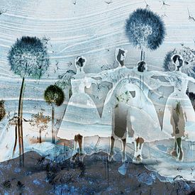 Prima ballerina in blue between the dandelions by MirEll digital art
