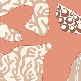 Modern abstract coral garden warm pastel colours beige brown by Mad Dog Art