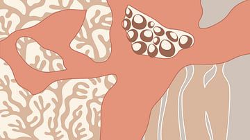 Modern abstract coral garden warm pastel colours beige brown