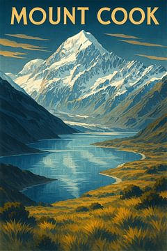 Aoraki Sunrise Peaks - Vintage Neuseeland Berg Poster