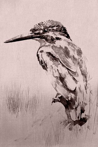 Romantische ijsvogel | Japanse stijl, Aquarel van MadameRuiz 2:3