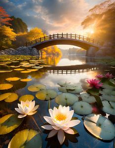 Water Lilies and the Japanese Bridge van Martin Mol