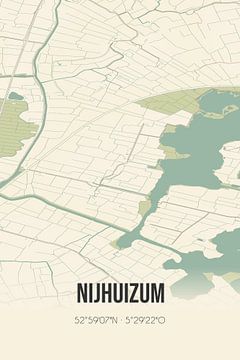 Vintage landkaart van Nijhuizum (Fryslan) van MijnStadsPoster