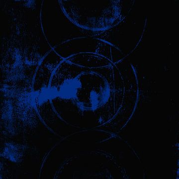 Moderne abstracte kunst. Geometrische vormen in neon kobaltblauw en zwart van Dina Dankers