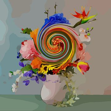 Still life with a bouquet of flowers "Swirl it up II" by The Art Kroep