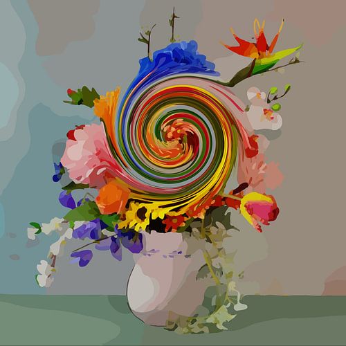 Stilleven met een boeket van bloemen “Swirl it up II”