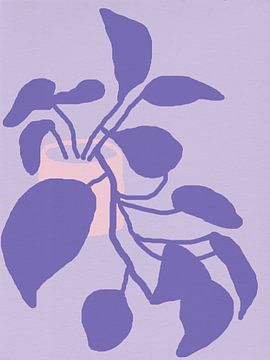 Epipremnum of pothos. Kamerplant in violet, lila en roze. van Dina Dankers
