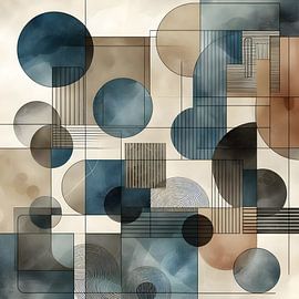 Art abstrait avec formes géométriques organiques et lignes