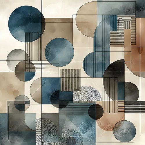 Abstract Art With Geometric Organic Shapes And Lines